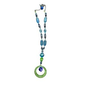 Handmade Skull and Glass Necklace and Earrings